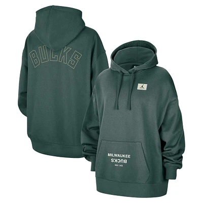 Sweat à capuche oversize Jordan Brand Milwaukee Bucks Courtside Statement Edition pour femme