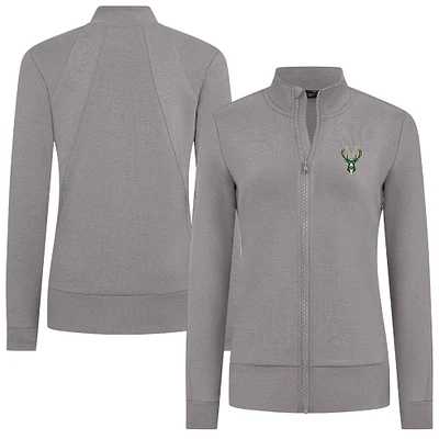 Women's Levelwear Gray Milwaukee Bucks Shine Full-Zip Jacket