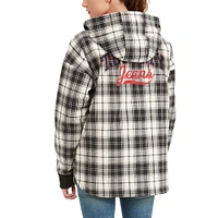 Women's Tommy Jeans Black/Cream Milwaukee Bucks Molly Flannel Full-Zip Hoodie