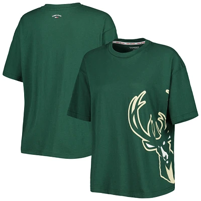 T-shirt Tommy Jeans Bianca Milwaukee Bucks vert chasseur pour femme
