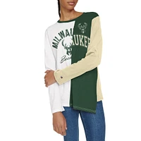 T-shirt à manches longues blocs de couleurs Amelia Milwaukee Bucks pour femme Tommy Jeans blanc/vert chasseur