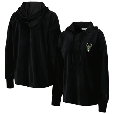Chandail à capuchon en velours End Line des Milwaukee Bucks Touch noir pour femme