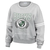 Women's WEAR by Erin Andrews Heather Gray Milwaukee Bucks French Terry Pullover Sweatshirt