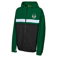 Youth Hunter Green Milwaukee Bucks Headliner Windbreaker Full-Zip Hoodie Jacket