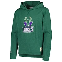 Youth Mitchell & Ness Green Milwaukee Bucks Hardwood Classics Legendary Slub Lightweight Pullover Hoodie