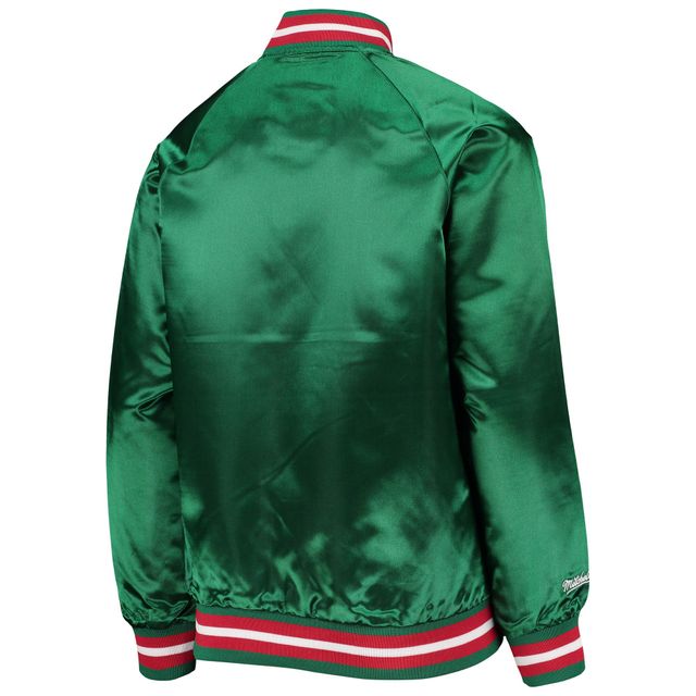 Veste à boutons-pression en satin raglan pour jeune Mitchell & Ness Green Milwaukee Bucks Hardwood Classics