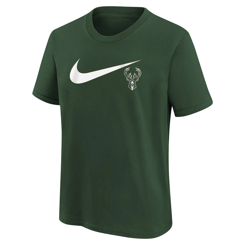 Youth Nike Hunter Green Milwaukee Bucks Essential Swoosh T-Shirt