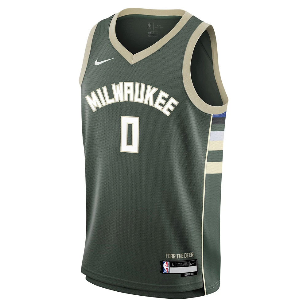 Maillot Nike Swingman Damian Lillard Hunter vert Milwaukee Bucks pour jeune - Édition Icon