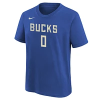 Youth Nike Damian Lillard Royal Milwaukee Bucks 2024/25 City Edition Name & Number T-Shirt