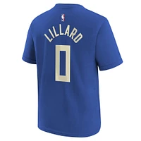 Youth Nike Damian Lillard Royal Milwaukee Bucks 2024/25 City Edition Name & Number T-Shirt