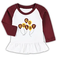 Girls Infant Wes & Willy Maroon/White Minnesota Golden Gophers Balloon Raglan 3/4-Sleeve T-Shirt Leggings Set
