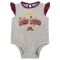 Girls Newborn Heather Gray Minnesota Golden Gophers All Dolled Up Bodysuit, Skirt & Bootie Set
