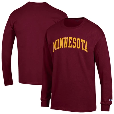 T-shirt à manches longues Basic Arch marron Champion pour homme des Golden Gophers du Minnesota