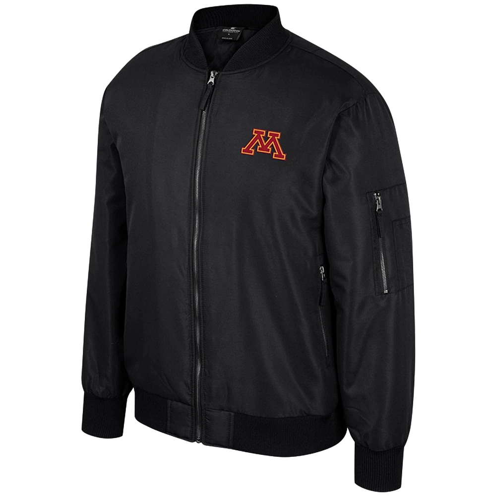 Men's Colosseum  Black Minnesota Golden Gophers Full-Zip Bomber Jacket