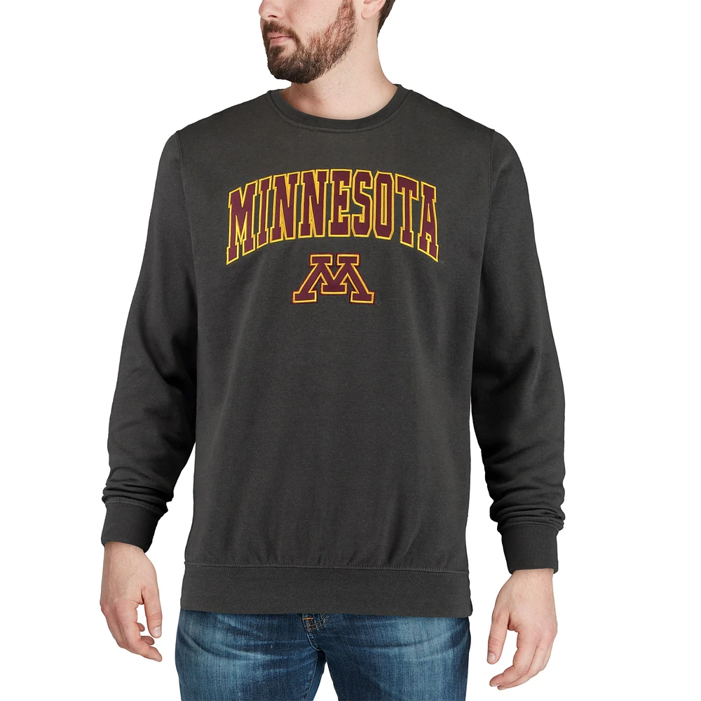 Men's Colosseum Charcoal Minnesota Golden Gophers Arch & Logo Crew Neck Sweatshirt