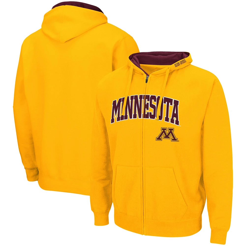 Men's Colosseum Gold Minnesota Golden Gophers Arch & Logo 3.0 Full-Zip Hoodie