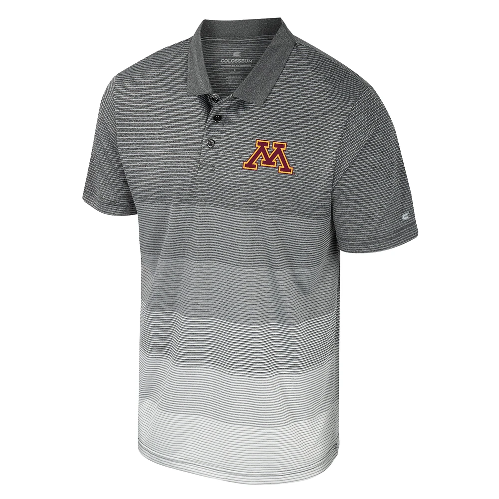 Men's Colosseum Gray Minnesota Golden Gophers Striped Mesh Polo