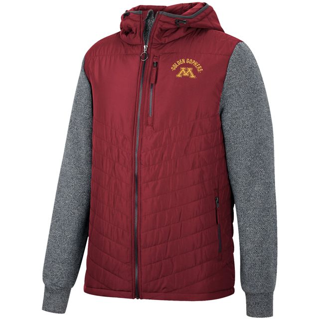 Sweat à capuche entièrement zippé Colosseum marron/anthracite Minnesota Golden Gophers Course pour homme