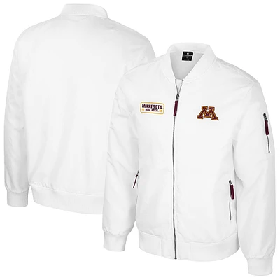 Men's Colosseum Minnesota Golden Gophers White Rabbit Full-Zip Bomber Jacket