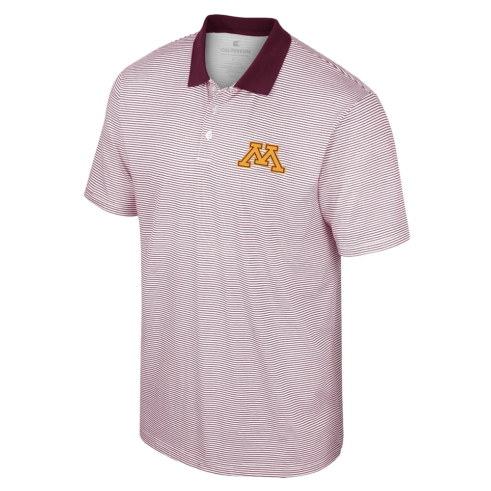 Men's Colosseum White/Maroon Minnesota Golden Gophers Print Stripe Polo