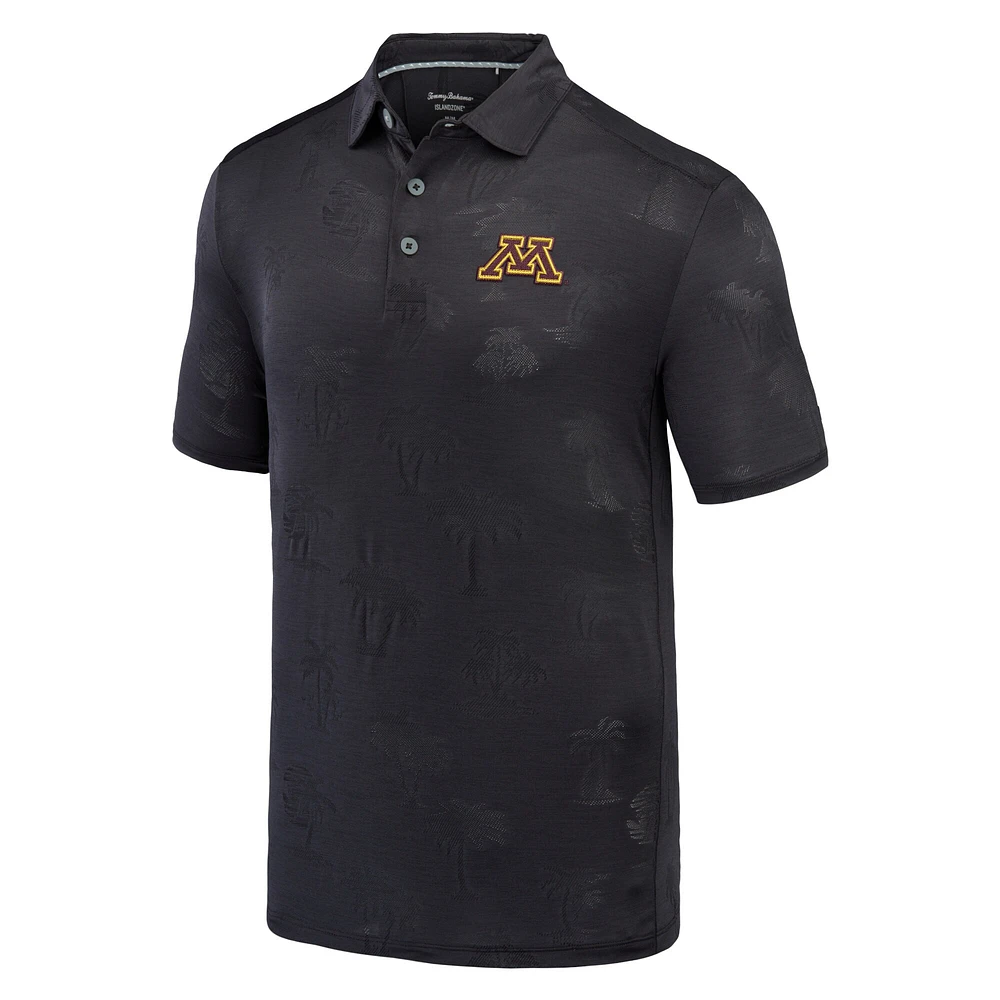 Men's Tommy Bahama Black Minnesota Golden Gophers Sport Palm Coast Palmera IslandZone Polo