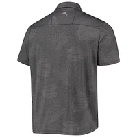 Men's Tommy Bahama Charcoal Minnesota Golden Gophers Palm Coast Delray Frond IslandZone Allover Print Polo