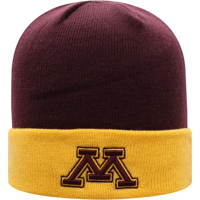 Bonnet en tricot à revers bicolore Golden Gophers Core grenat/or Minnesota Golden Gophers pour homme