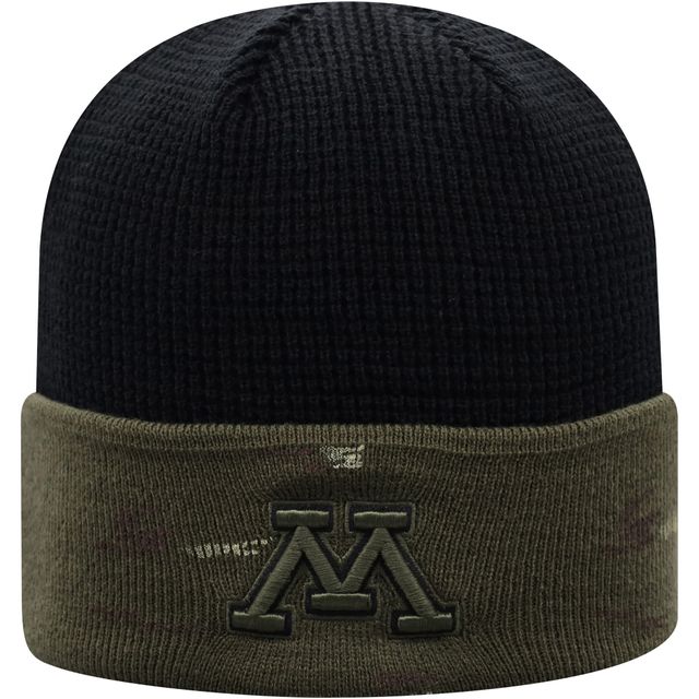 Top of the World Olive/Noir Minnesota Golden Gophers OHT Military Appreciation Skully Cuffed Knit Hat pour hommes