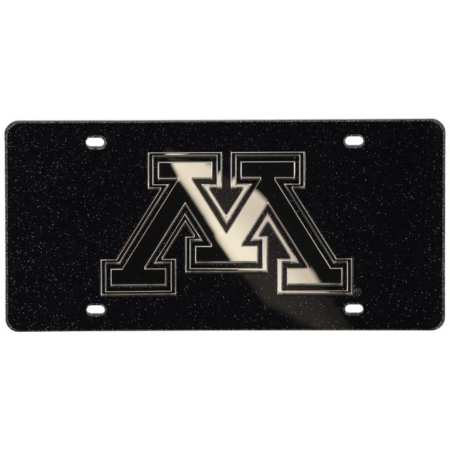 Plaque d'immatriculation à paillettes Golden Gophers du Minnesota - Noir