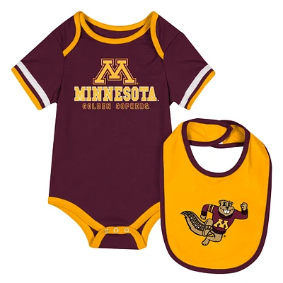 Newborn & Infant Colosseum  Maroon Minnesota Golden Gophers Bodysuit Bib Set