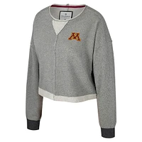 Women's Colosseum Charcoal Minnesota Golden Gophers Magnum Scoop Neck Cropped Pullover Sweatshirt