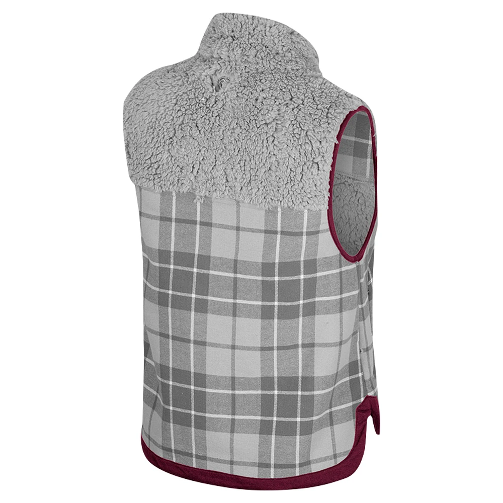 Women's Colosseum Gray Minnesota Golden Gophers Matilda Sherpa Plaid Full-Zip Vest