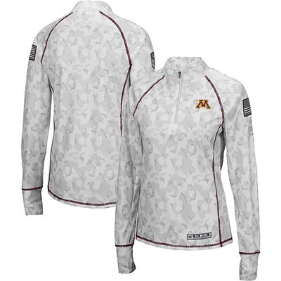 Colosseum White Minnesota Golden Gophers OHT Officier d'appréciation militaire Arctic Camo Fitted Lightweight 1/4-Zip Jacket