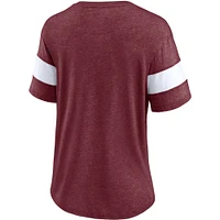 Women's Fanatics Heathered Maroon Minnesota Golden Gophers Arched City Sleeve-Striped Tri-Blend V-Neck T-Shirt