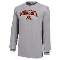 T-shirt à manches longues avec Logo Arch Over des Golden Gophers du Minnesota, champion jeunes, gris
