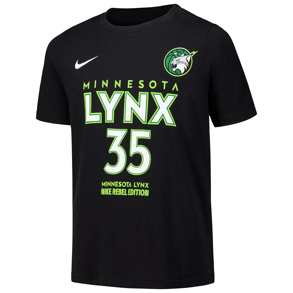 Youth Nike Alissa Pili Black Minnesota Lynx Draft Rebel Edition Name & Number T-Shirt