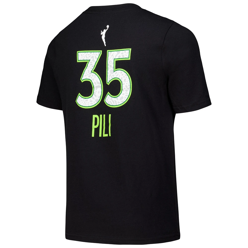 Youth Nike Alissa Pili Black Minnesota Lynx Draft Rebel Edition Name & Number T-Shirt