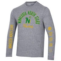 Men's Champion Heather Gray Minnesota North Stars Multi-Logo Tri-Blend Long Sleeve T-Shirt