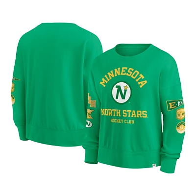 Sweat-shirt surdimensionné vintage Go Team de Fanatics Kelly Green pour femmes des Minnesota North Stars