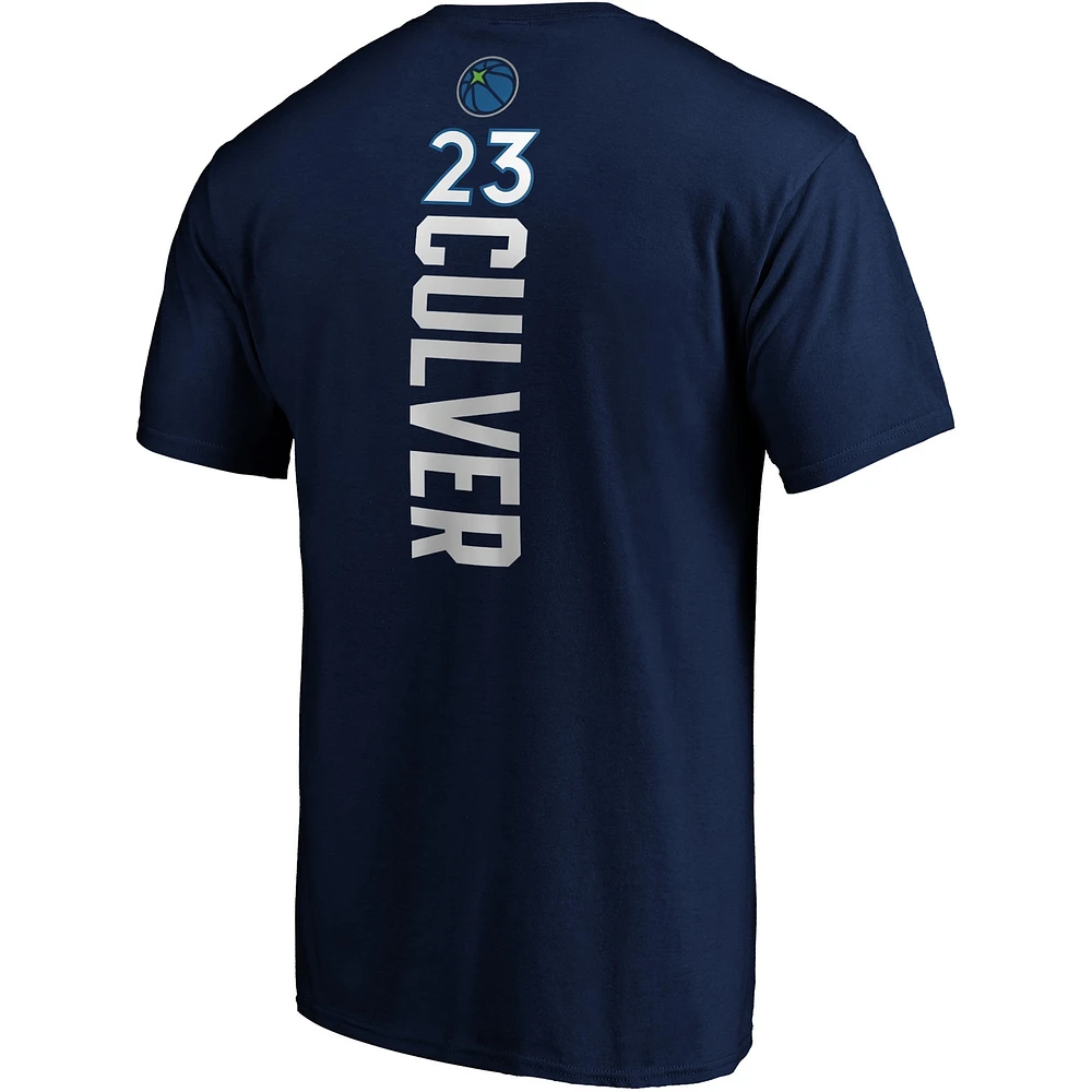 Men's Fanatics Jarrett Culver Navy Minnesota Timberwolves Playmaker Name & Number Logo T-Shirt