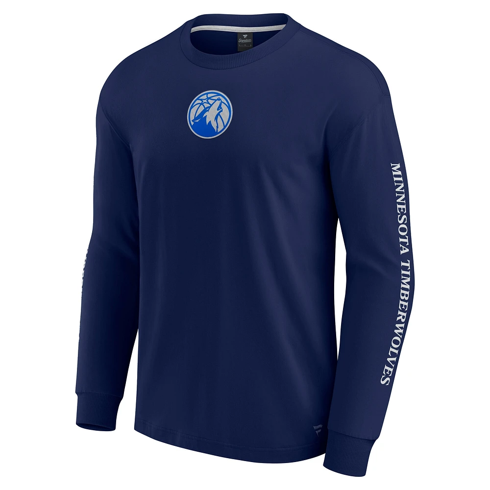 Men's Fanatics Navy Minnesota Timberwolves Elements Strive Long Sleeve T-Shirt