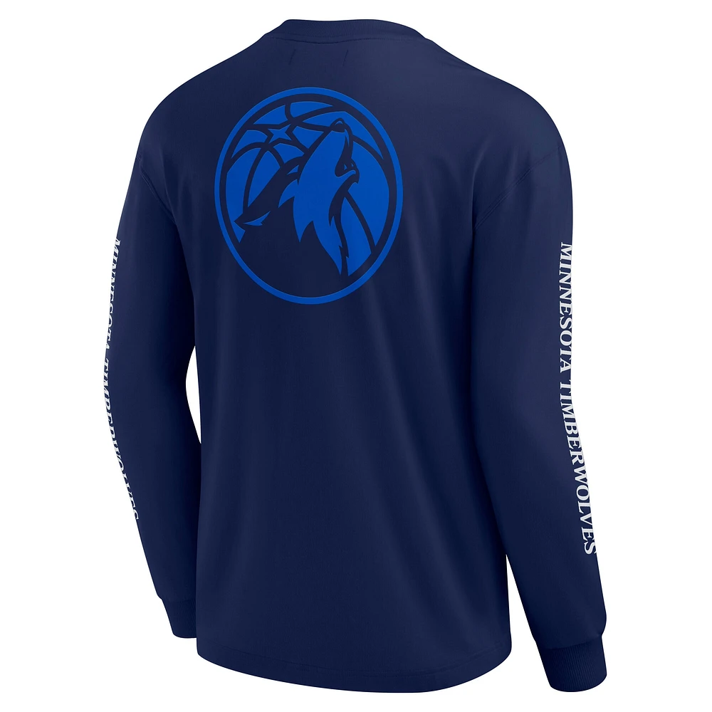 Men's Fanatics Navy Minnesota Timberwolves Elements Strive Long Sleeve T-Shirt