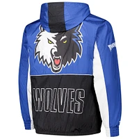 Men's Mitchell & Ness Black/Blue Minnesota Timberwolves Hardwood Classics Big Shot Premium Full-Zip Windbreaker Jacket