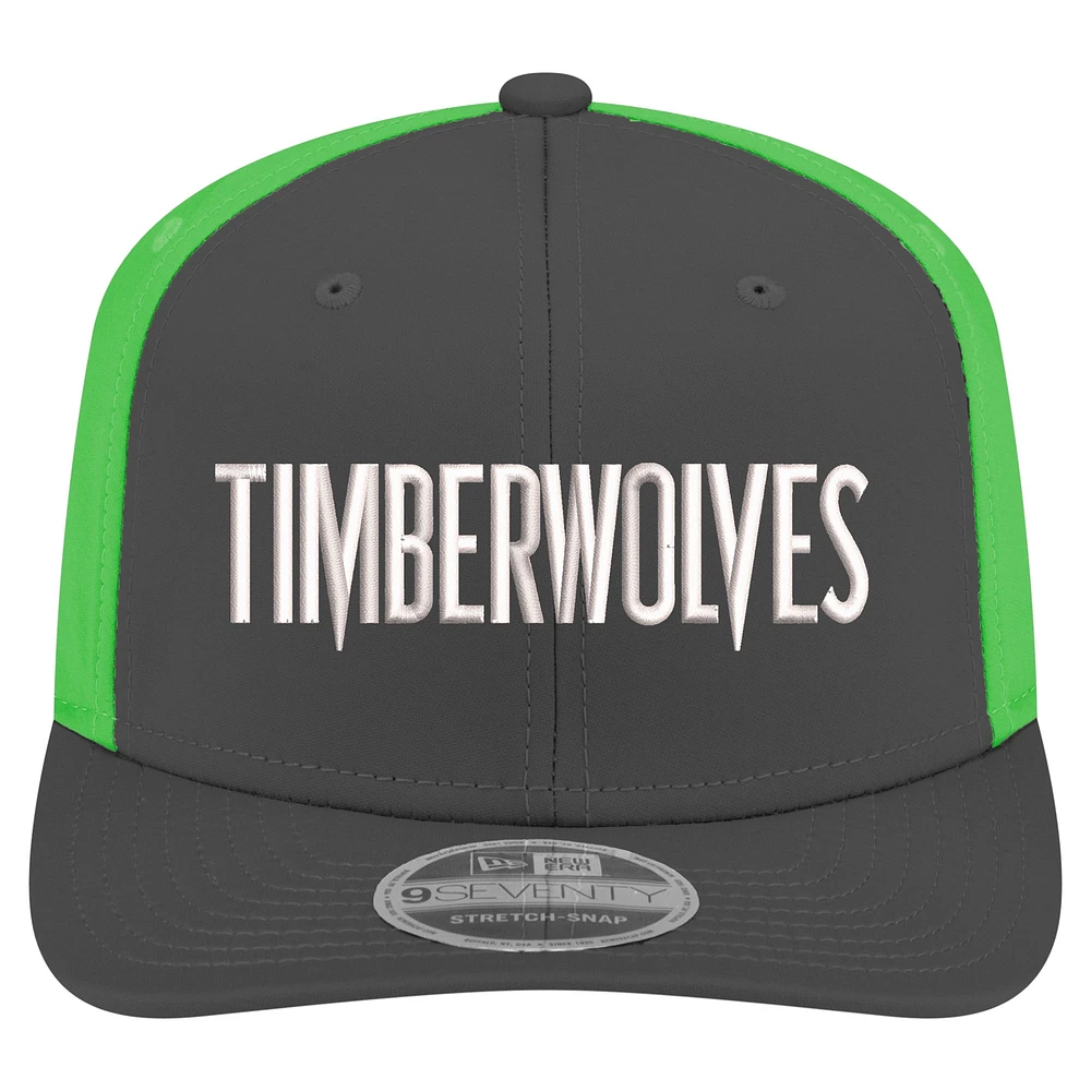 Men's New Era Anthracite Minnesota Timberwolves Statement Edition Jersey Hook 9SEVENTY Stretch-Snap Hat