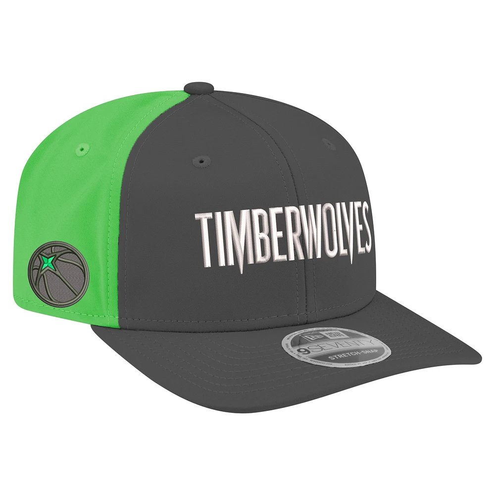 Men's New Era Anthracite Minnesota Timberwolves Statement Edition Jersey Hook 9SEVENTY Stretch-Snap Hat