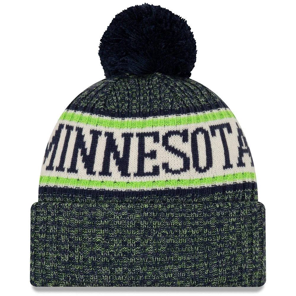 Men's New Era Navy Minnesota Timberwolves Sport Cuffed Knit Hat with Pom