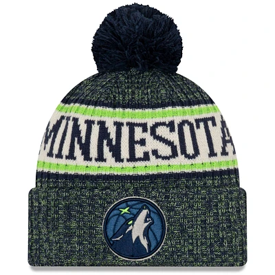 Bonnet en tricot à revers avec pompon Minnesota Timberwolves Sport New Era pour homme