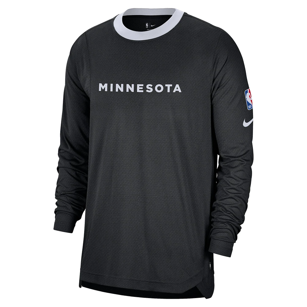 T-shirt de tir à manches longues Nike pour homme Minnesota Timberwolves 2024/25 City Edition Authentic Pregame Performance Black