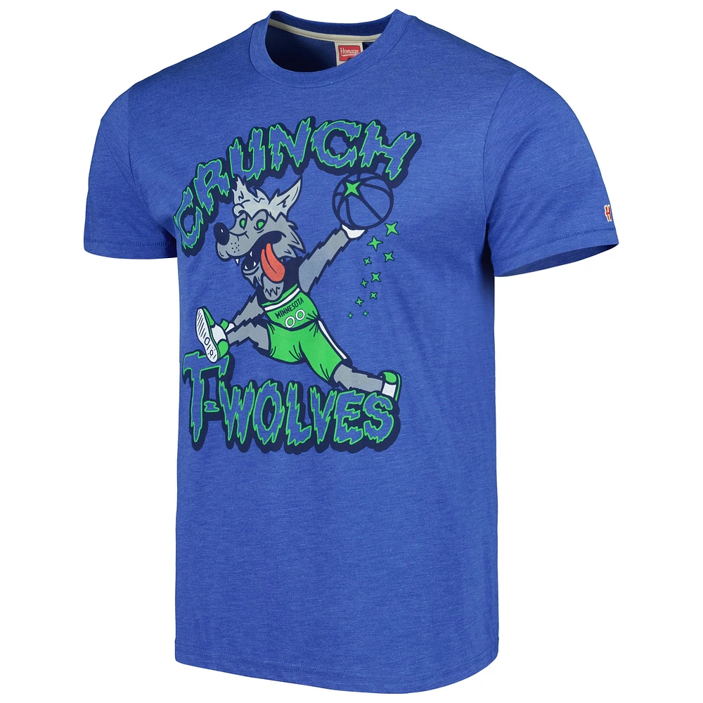 Unisex Homage Blue Minnesota Timberwolves Team Mascot Tri-Blend T-Shirt