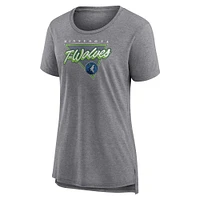 Women's Fanatics Heathered Gray Minnesota Timberwolves True Classics Tri-Blend T-Shirt